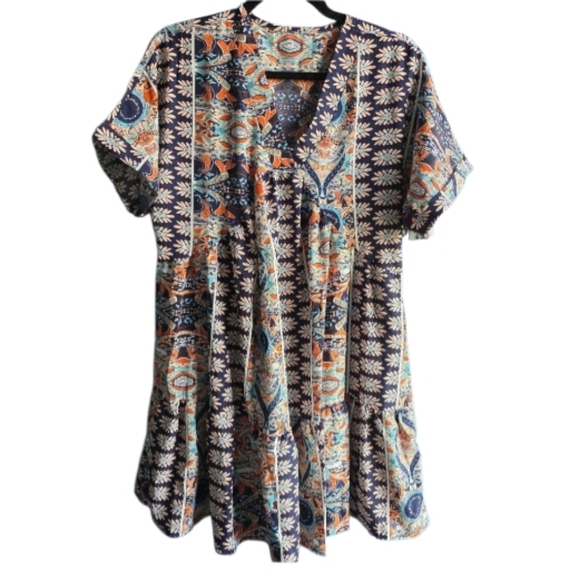 Dresses & Skirts - Womens Boho Babydoll Dress Y2K Patchwork Size XL